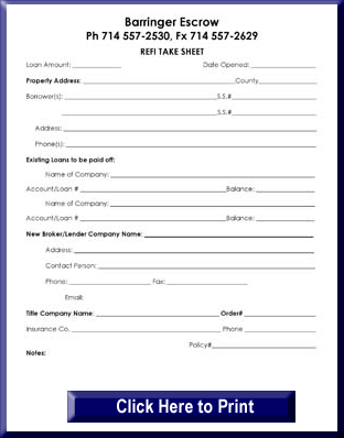 Refinance Escrow Form